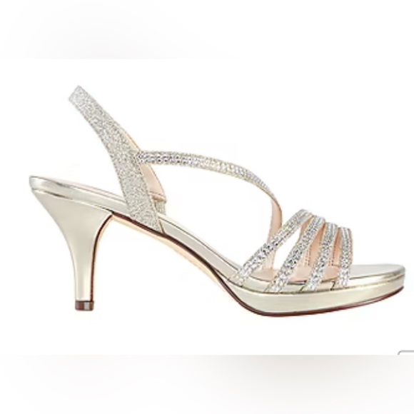 Women’s I. Miller Sz 10M platinum glitter embellished strap formal heel sandals - Picture 3 of 13